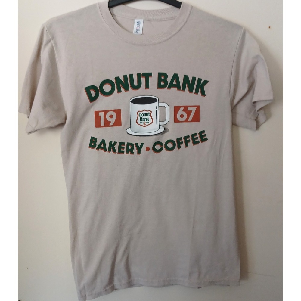 Donut Bank T-Shirt size‎ Large Graphic 1967 Mug Logo Dri-Power Vintage Inspired